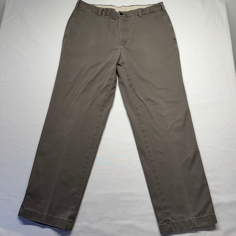 Brooks Brothers 346 Clark Chino Pants 36x30 Taupe Staple Flat Front